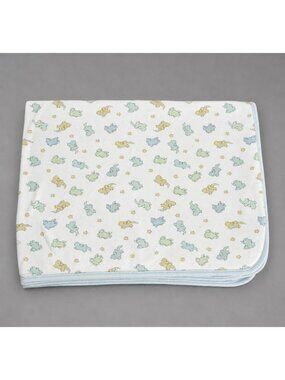 Vintage SIMPLY BASIC Baby Blanket Frog Lizard Sun Stripe Green Blue Yellow White